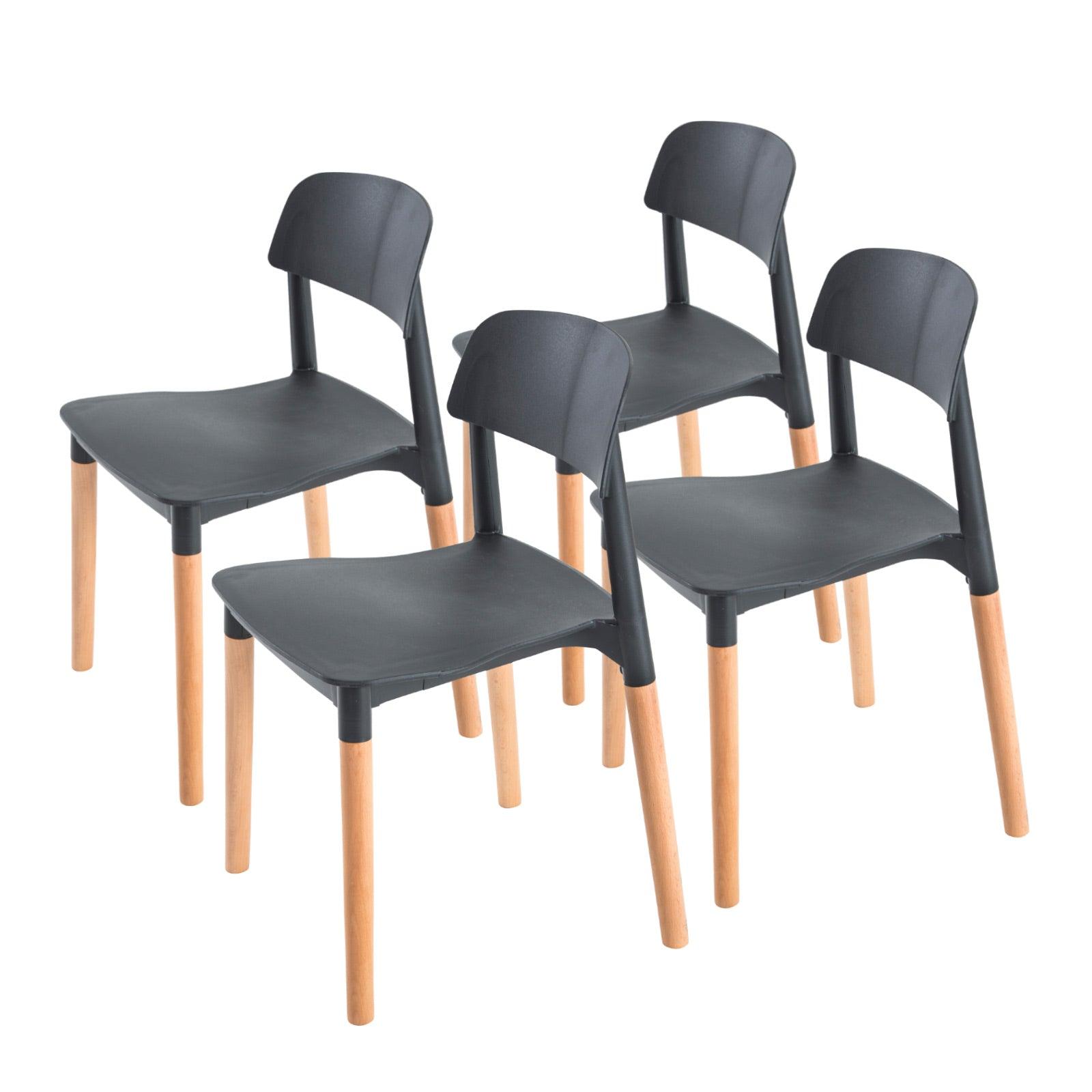 4X Retro Belloch Stackable Dining Chair BLACK