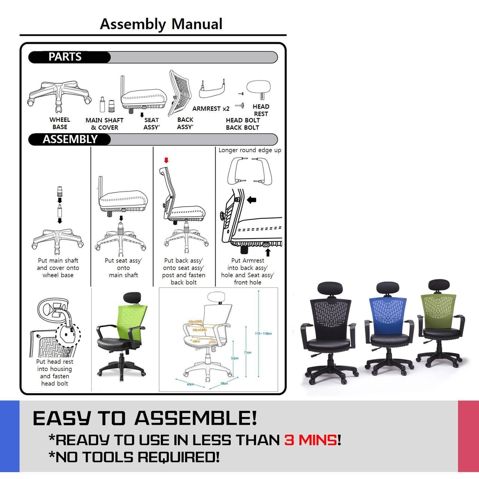 Ergonomic Korean Office Chair CHILL BLACK