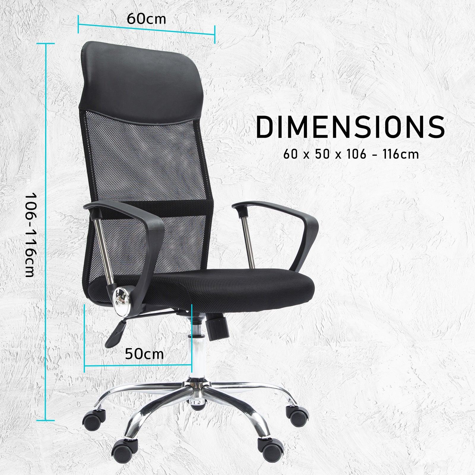 Office Chair Mesh High Back In-Built Lumbar BREEZE BLACK