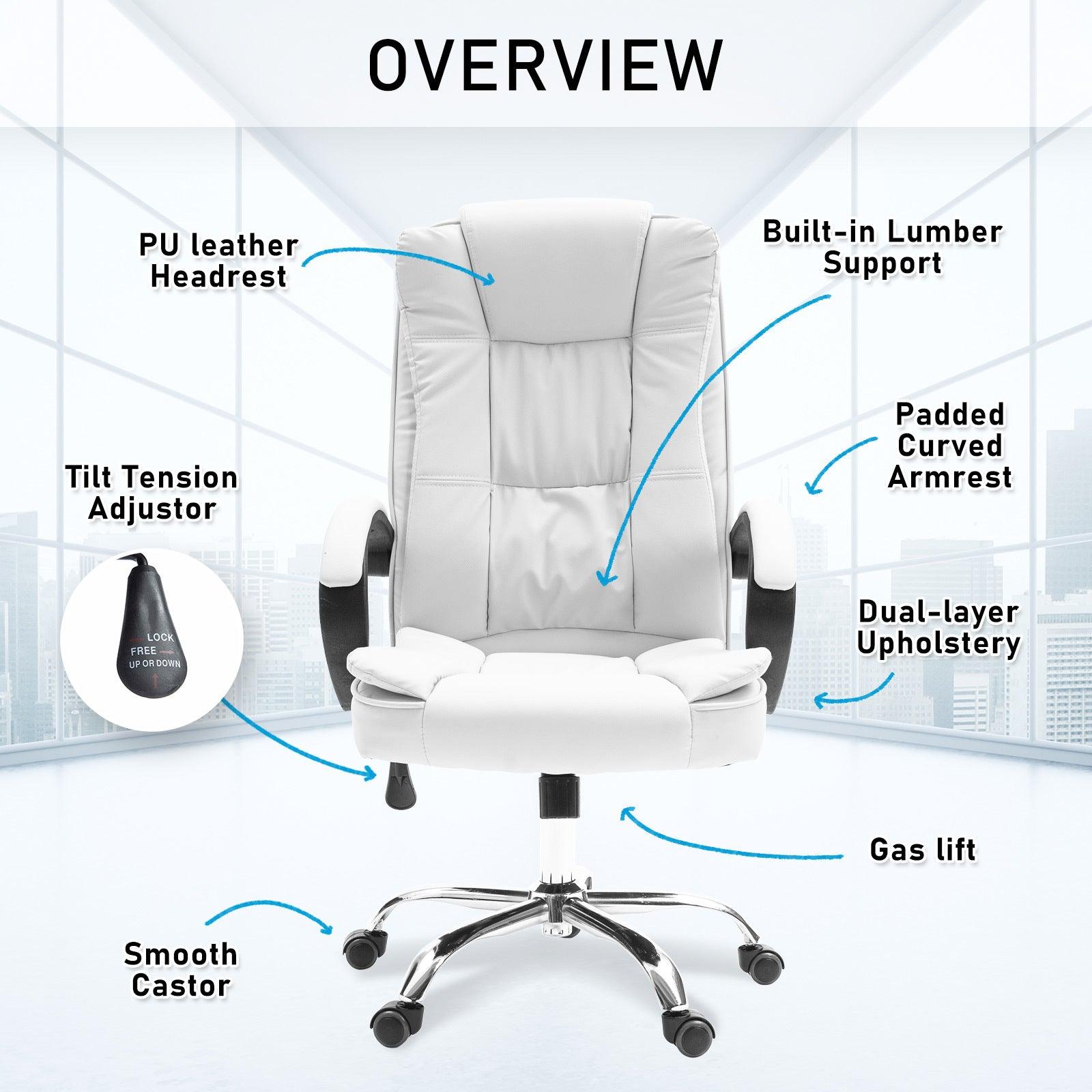 La Bella White Executive Office Chair Sage Dual-Layer Seat