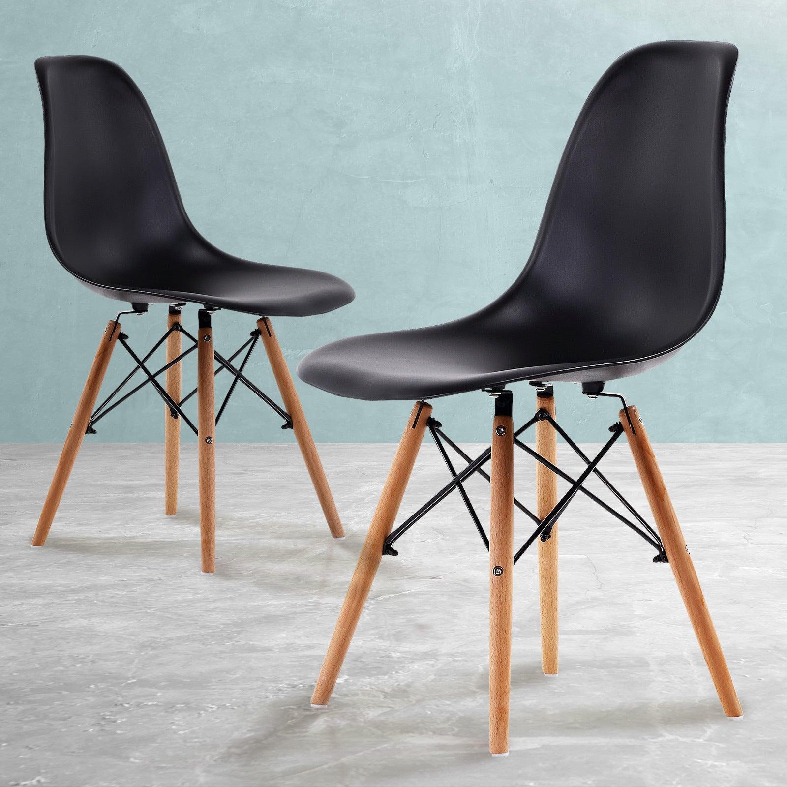 2X Retro Dining Chair DSW BLACK