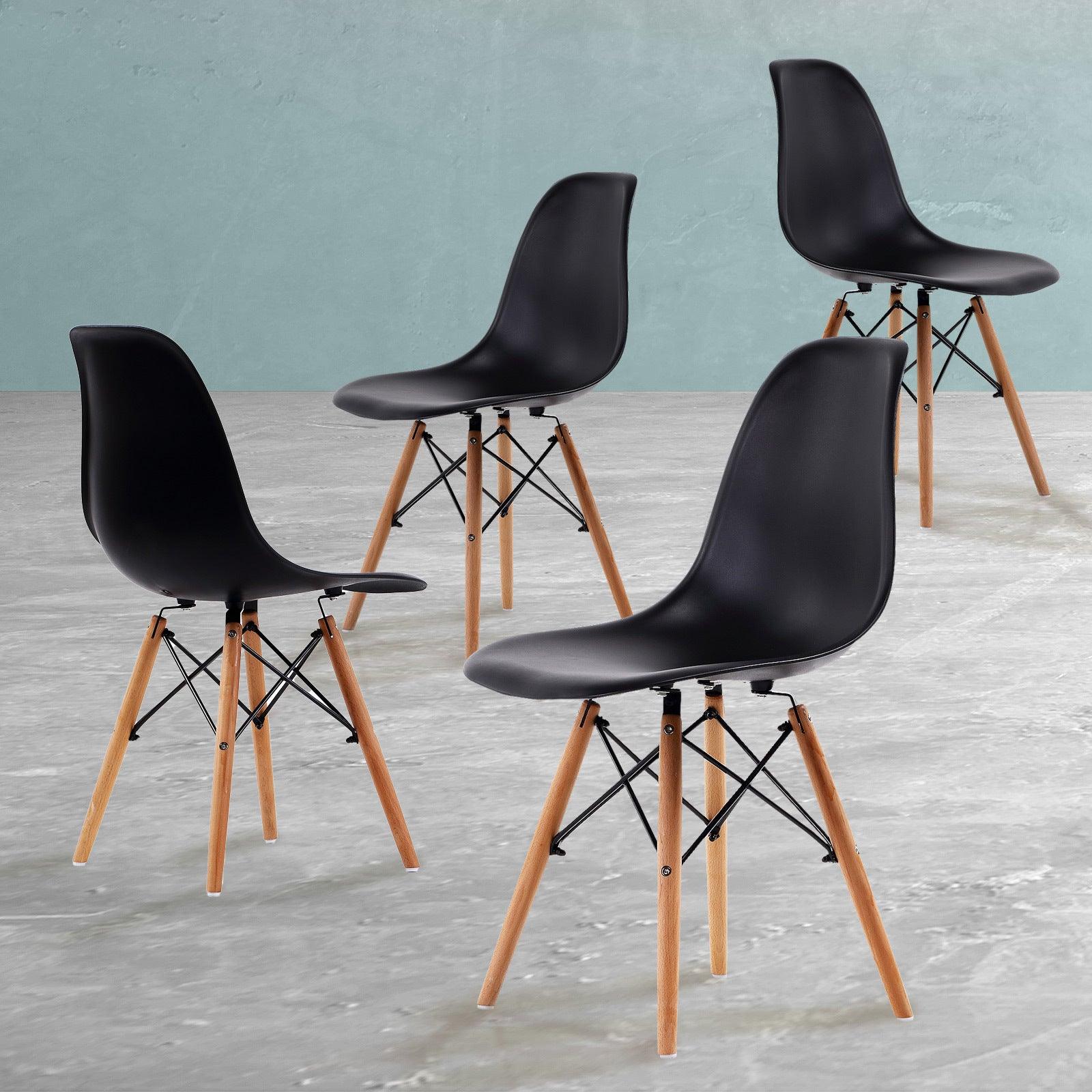 4X Retro Dining Chair DSW BLACK