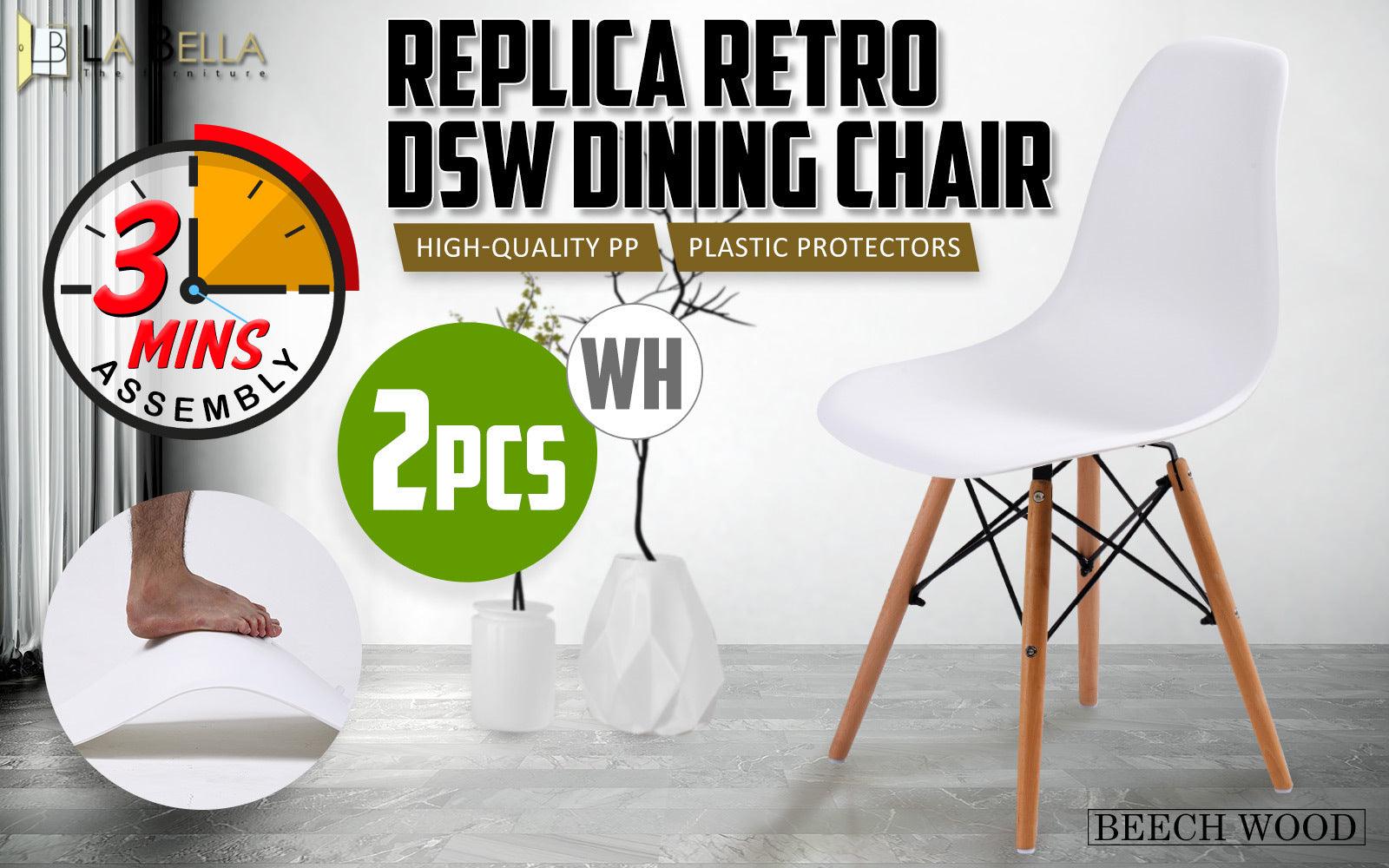 2X Retro Dining Chair DSW WHITE