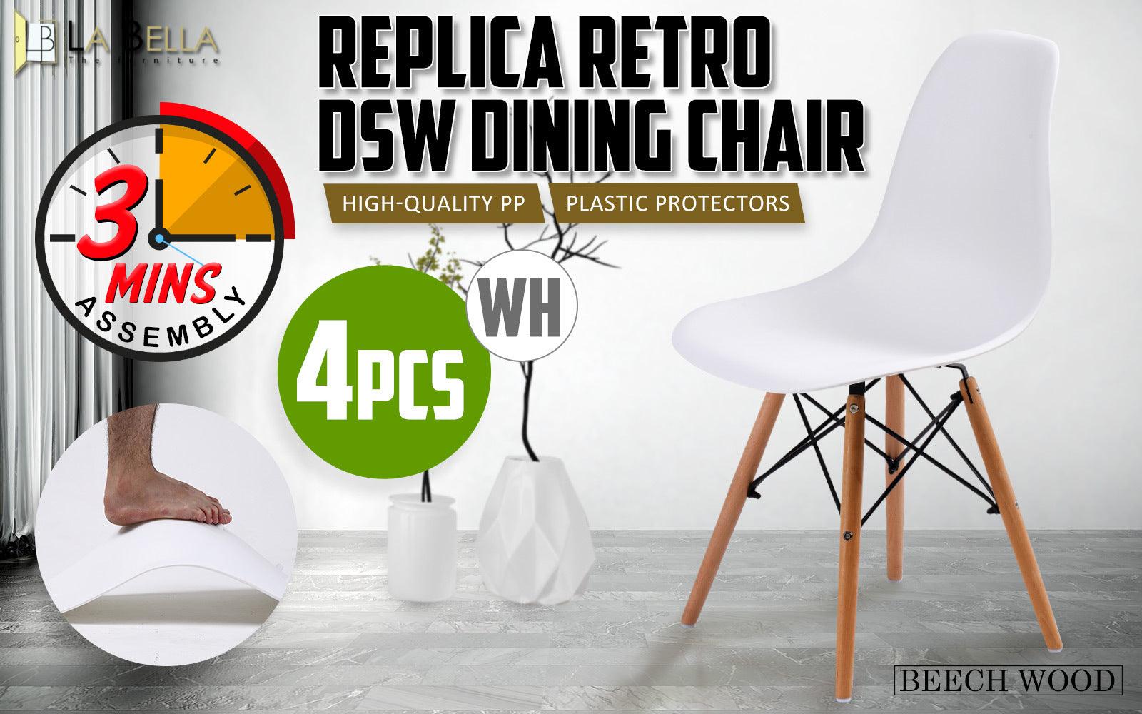 4X Retro Dining Chair DSW WHITE