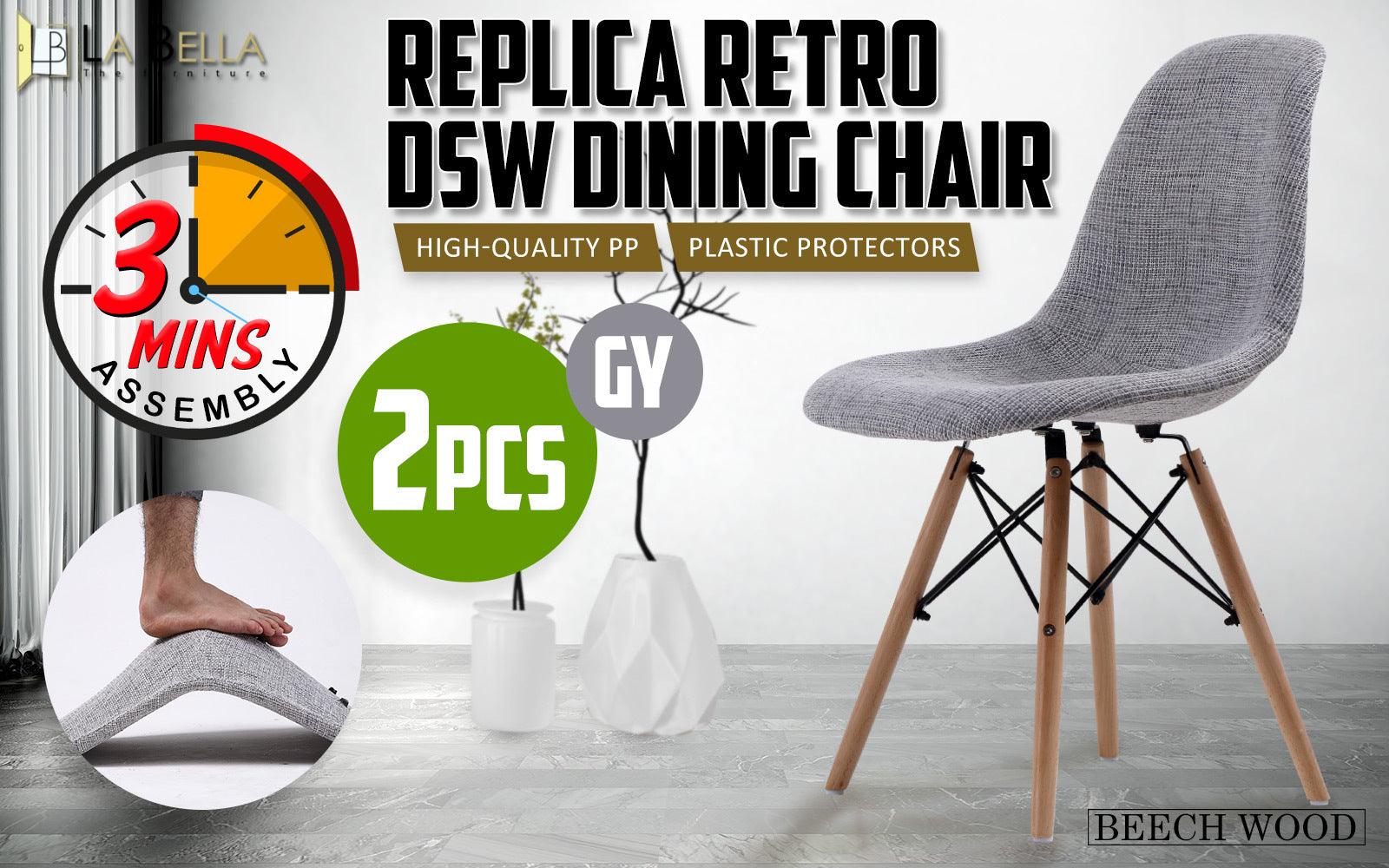 2X Retro Dining Chair DSW GREY