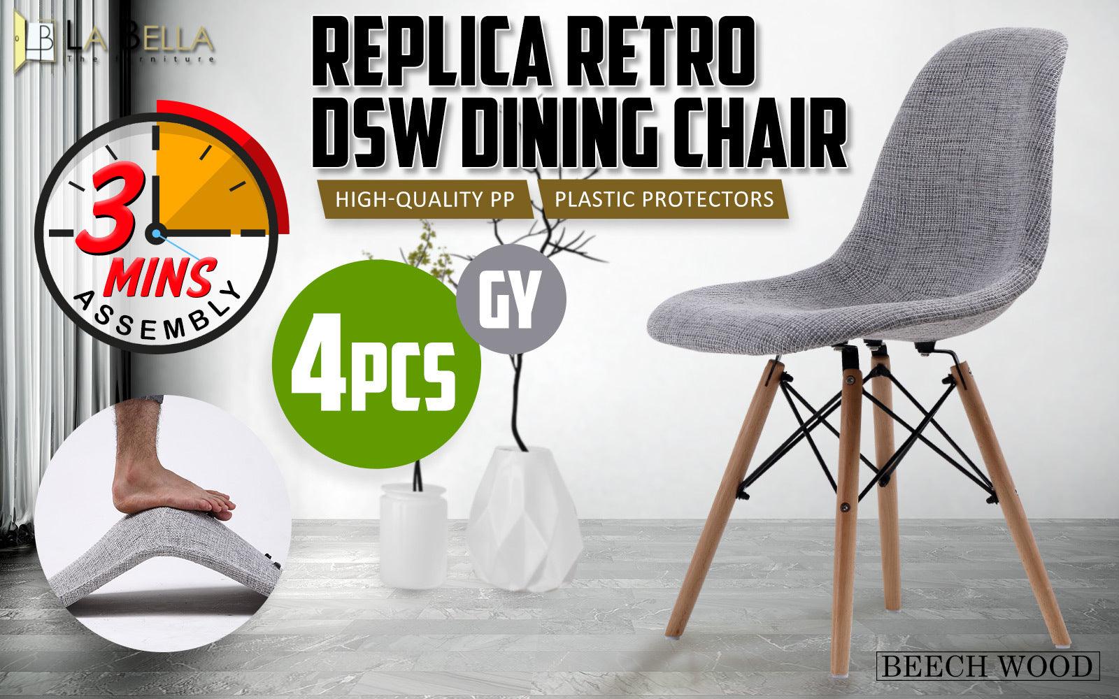 4X Retro Dining Chair DSW GREY