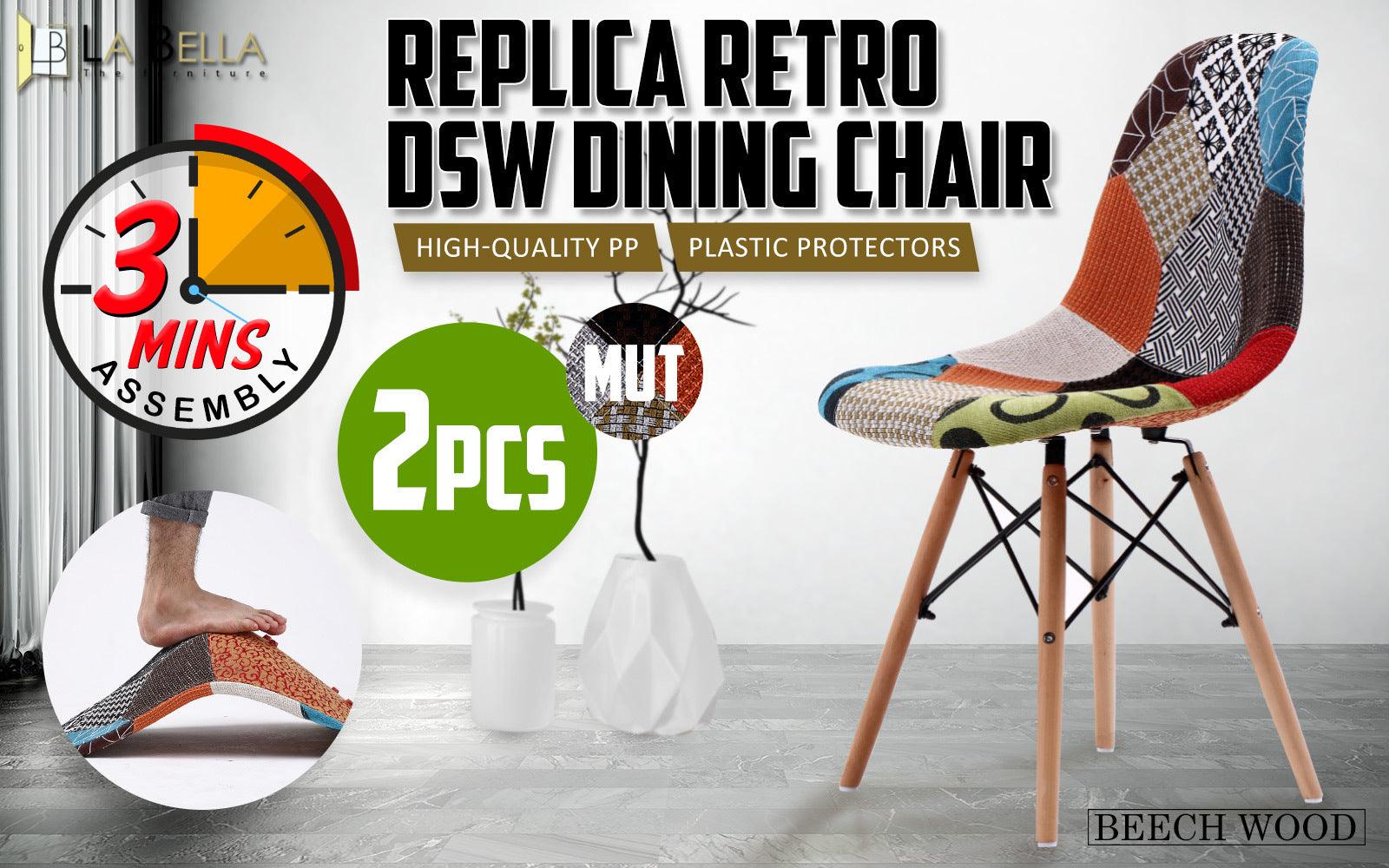 2X Retro Dining Chair DSW MULTI COLOUR