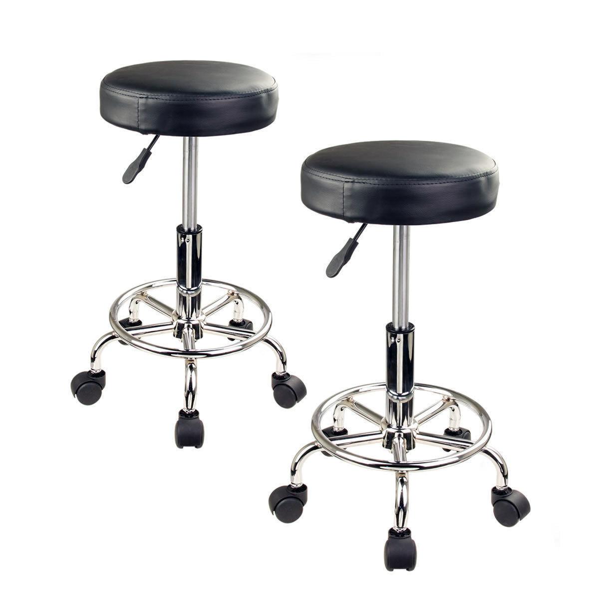 2X Swivel Salon Barber Stool Chair Round Type BLACK