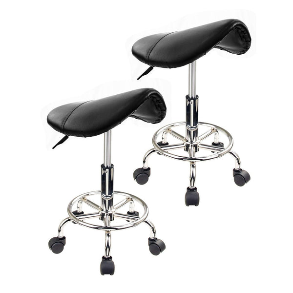 2X Swivel Salon Barber Stool Chair Saddle Type BLACK