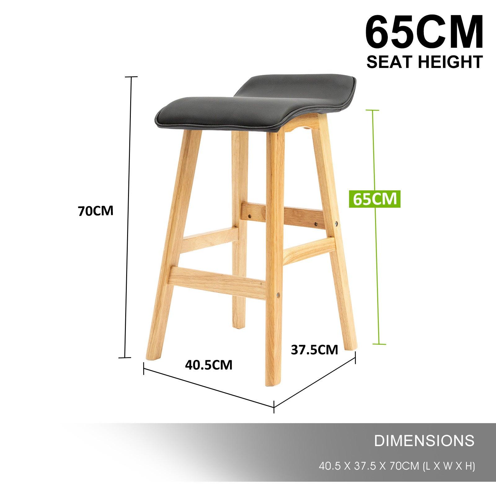 4X Wooden Bar Stool Leather DARA 65cm BLACK