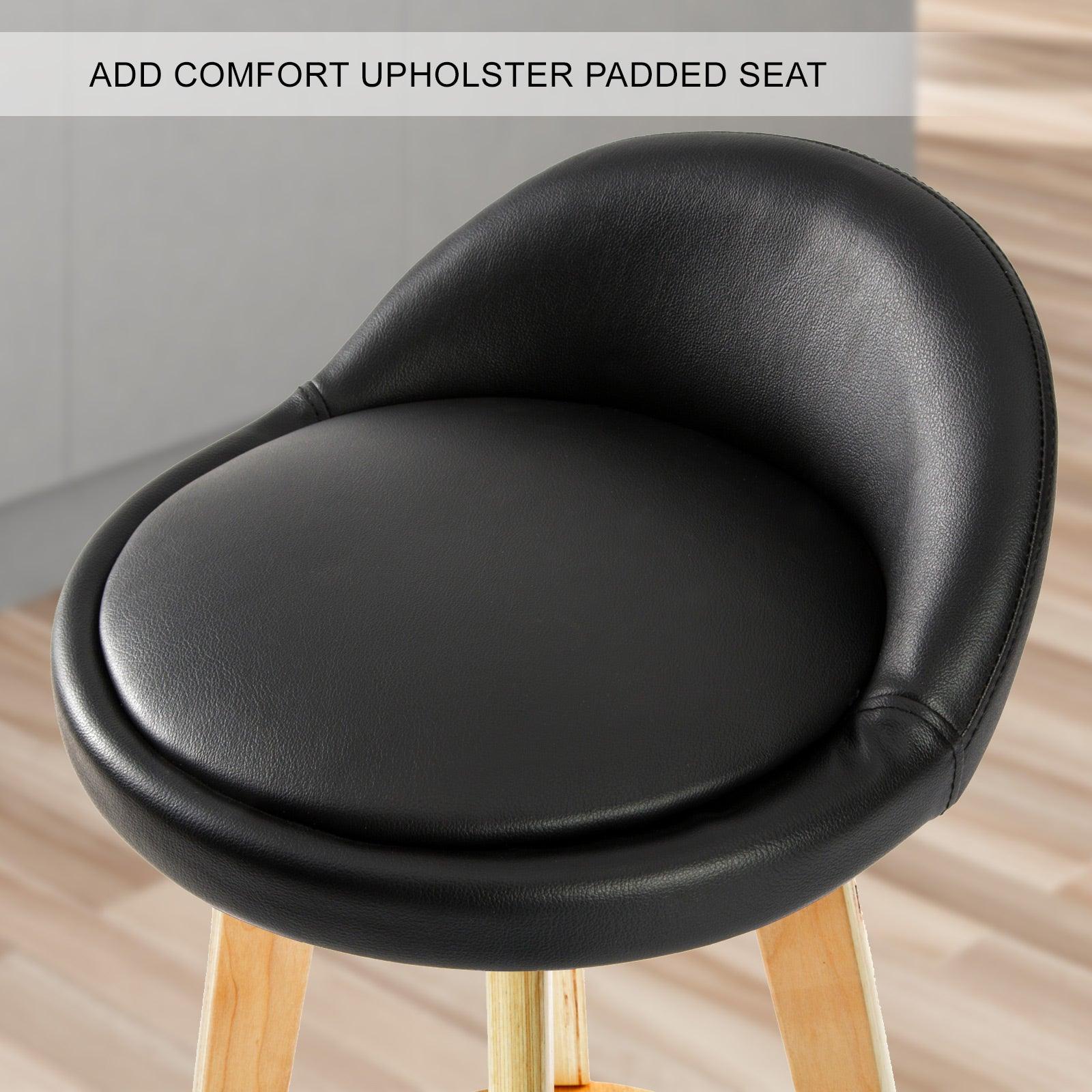 4X Wooden Bar Stool Leather LEILA 72cm BLACK