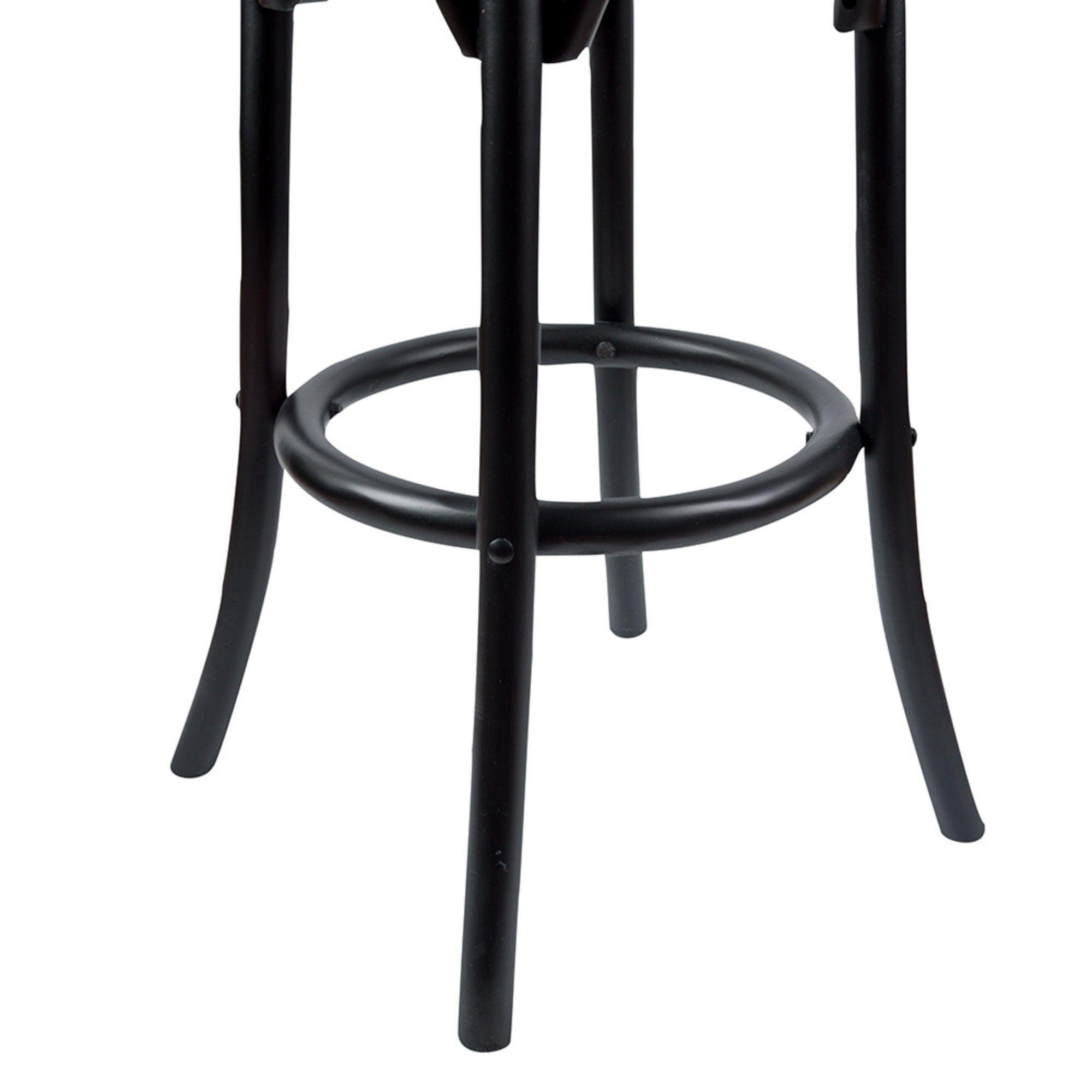 Aster Round Bar Stools Dining Stool Chair Solid Birch Timber Rattan Seat Black