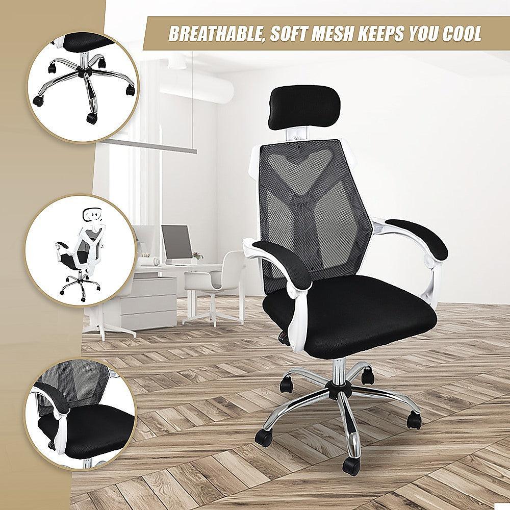 Office Chair Gaming Computer Chairs Mesh Back Foam Seat - White