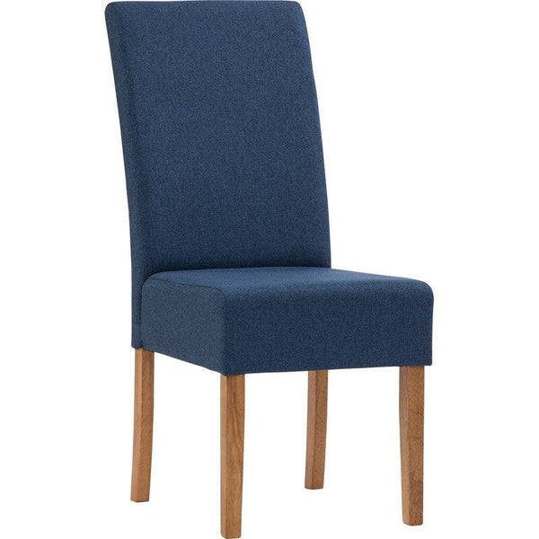 Mesi Dining Chair x2 - Natural Colour Legs Blue Colour Challis Fabric Upholstery