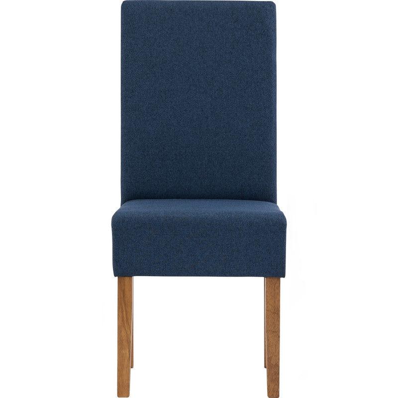 Mesi Dining Chair x2 - Natural Colour Legs Blue Colour Challis Fabric Upholstery