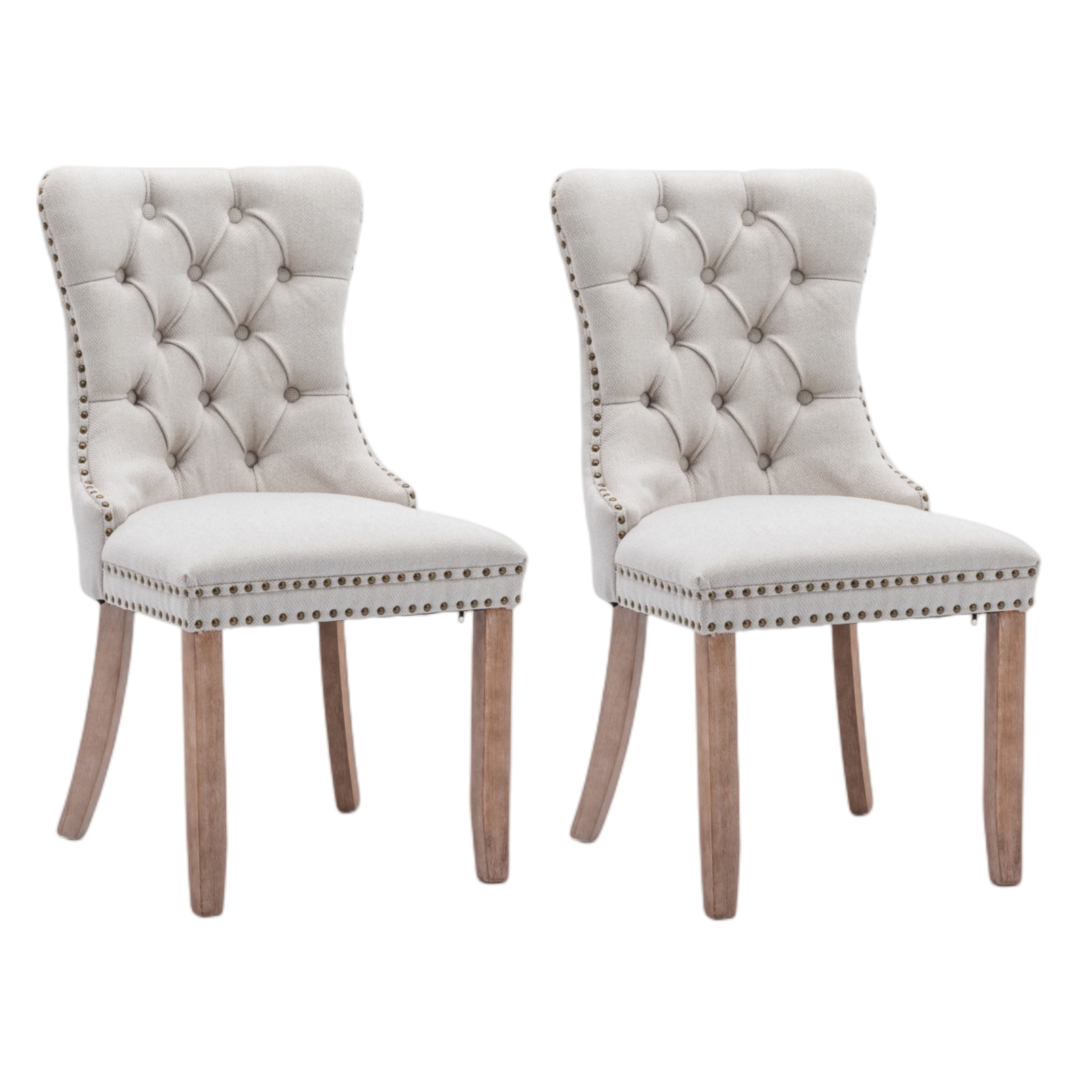 Cola Set of 2 Fabric Dining Chairs- Beige