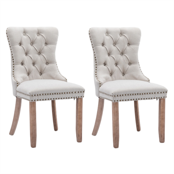 Cola Set of 2 Fabric Dining Chairs- Beige