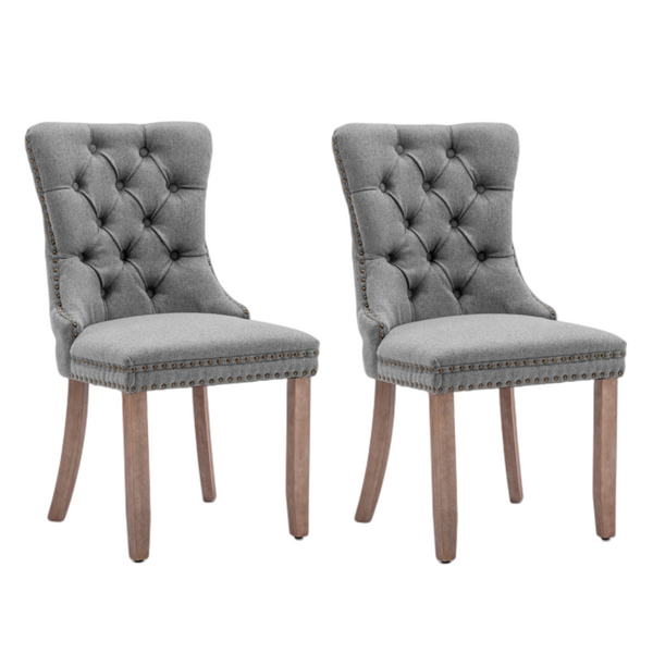 Cola Set of 2 Fabric Dining Chairs-Grey