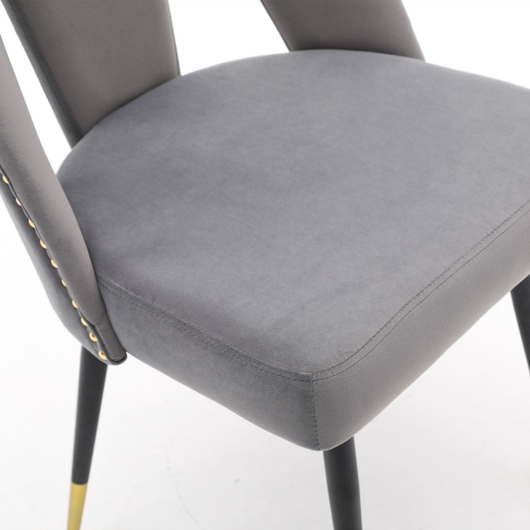 Enzo Set of 2 Dining Chairs with Metal Legs-Grey