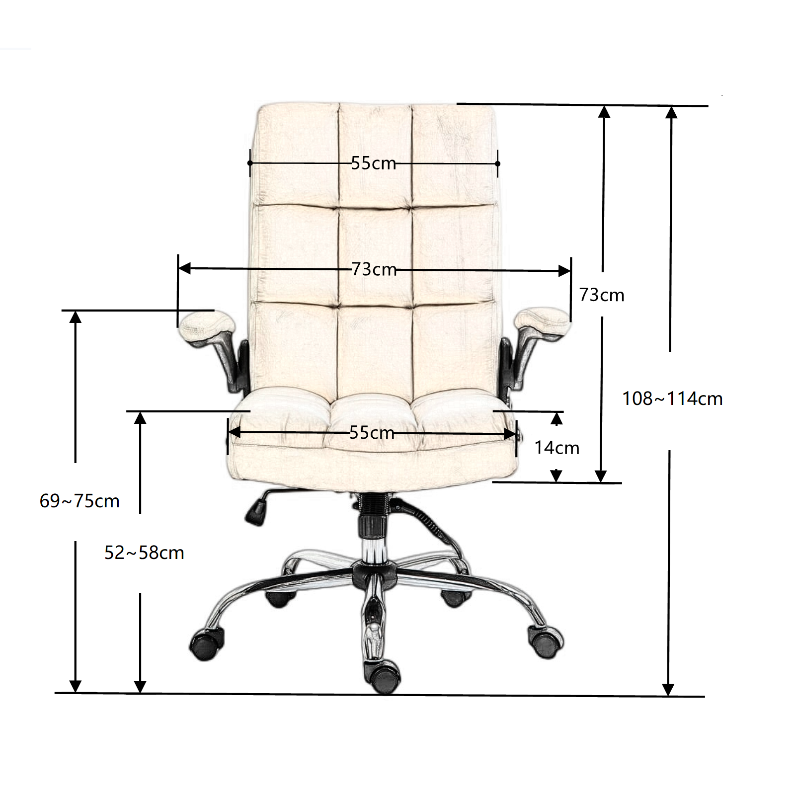 Fabric Home Ergonomic Swivel Adjustable Tilt Angle and Flip-up Arms Office Chair -Gray Odin Furniture