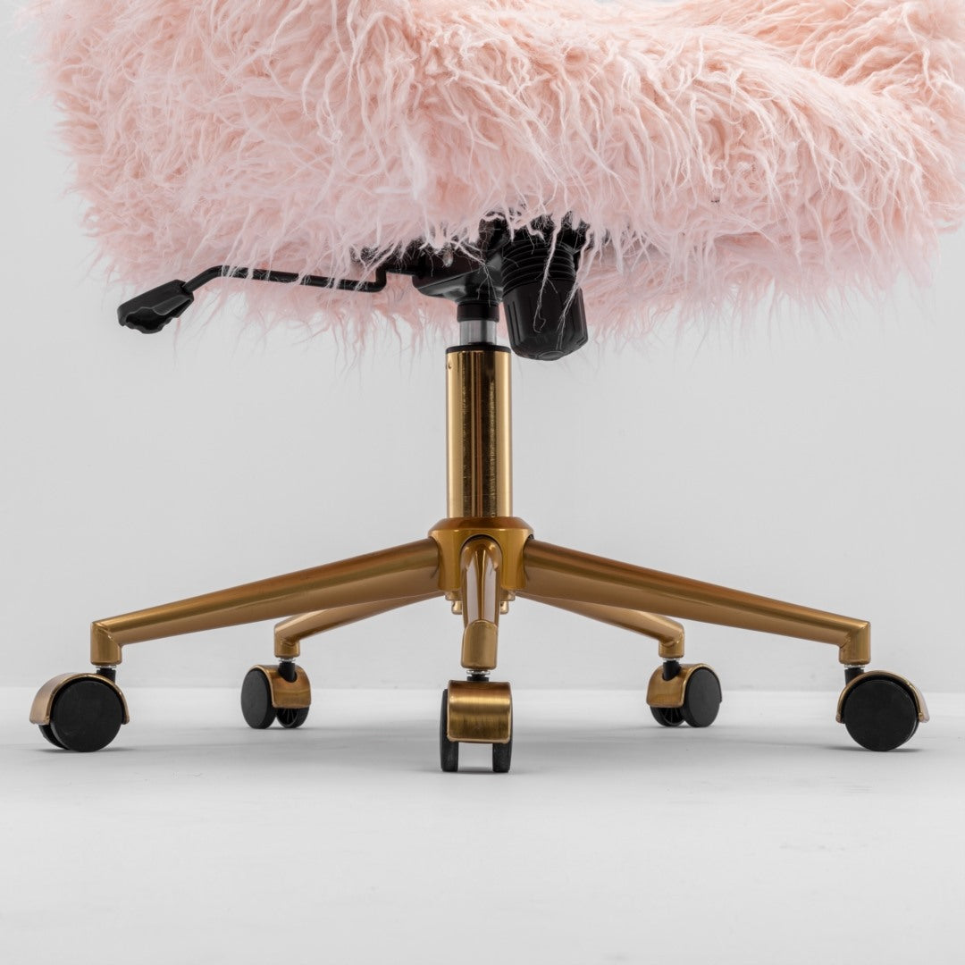 Amore Faux Fur Fluffy Home Office Chair -Pink