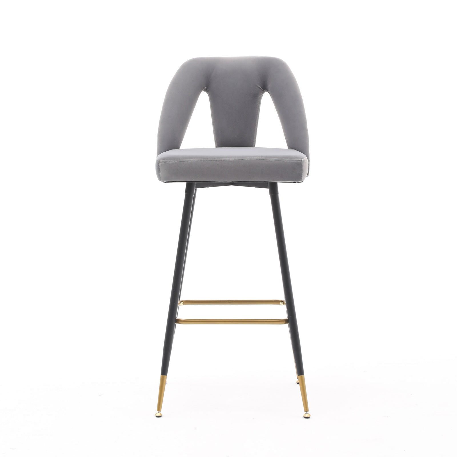 2x Velvet Bar Stool Gold Metal Legs Barstool Kitchen Counter Chair-Gray Odin Furniture