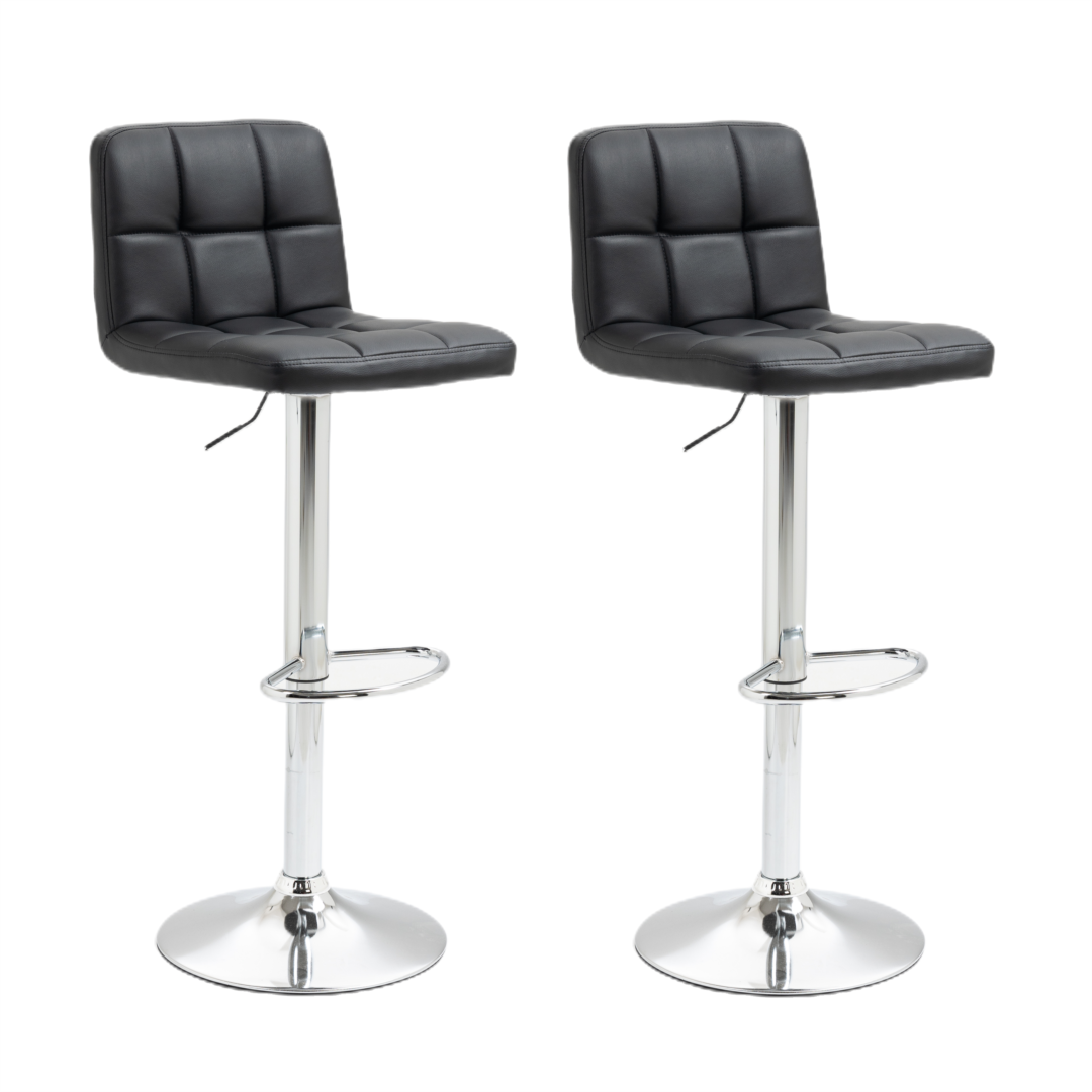 Gela Set of 2 Height Adjustable Bar stools- Black