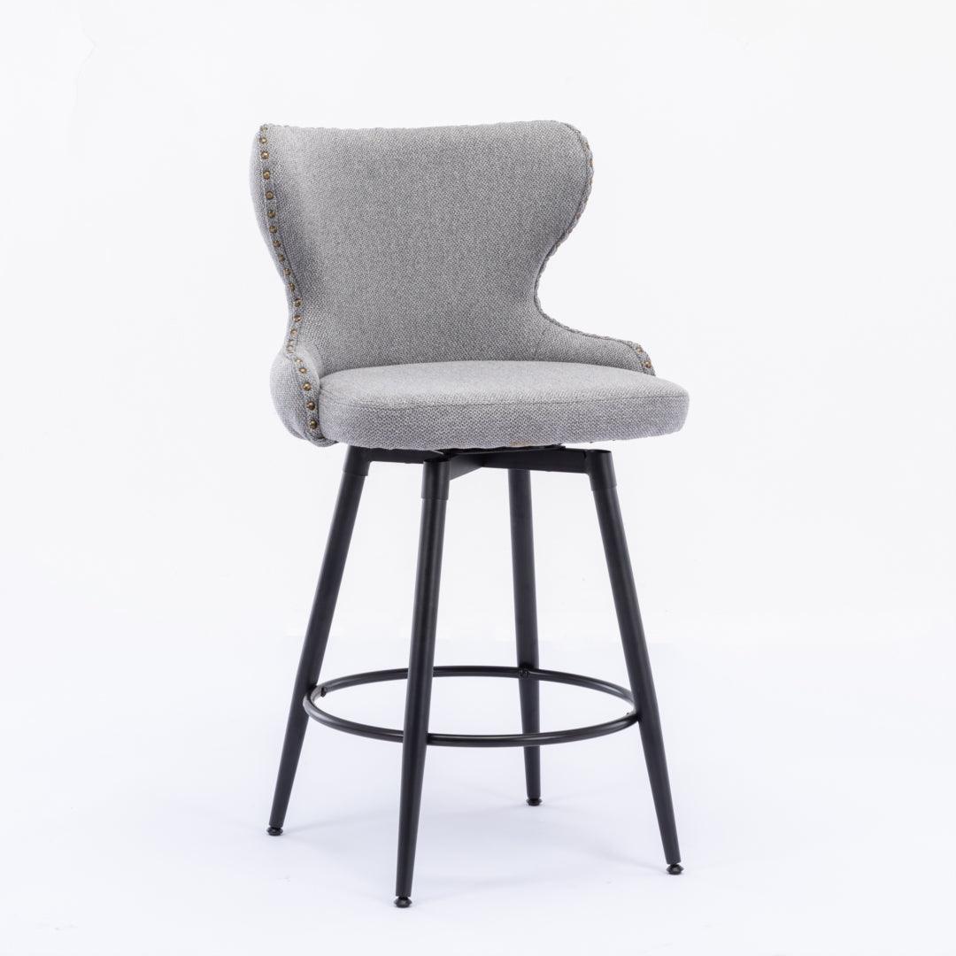 Tasso Set of 2 Tufted Swivel Bar Stools- Grey