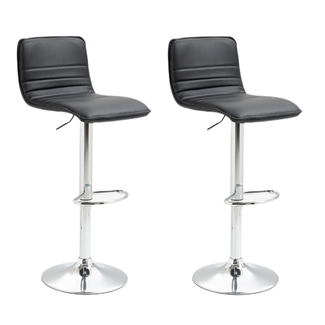 Gaeton Set of 2 Height Adjustable Bar stools- Black