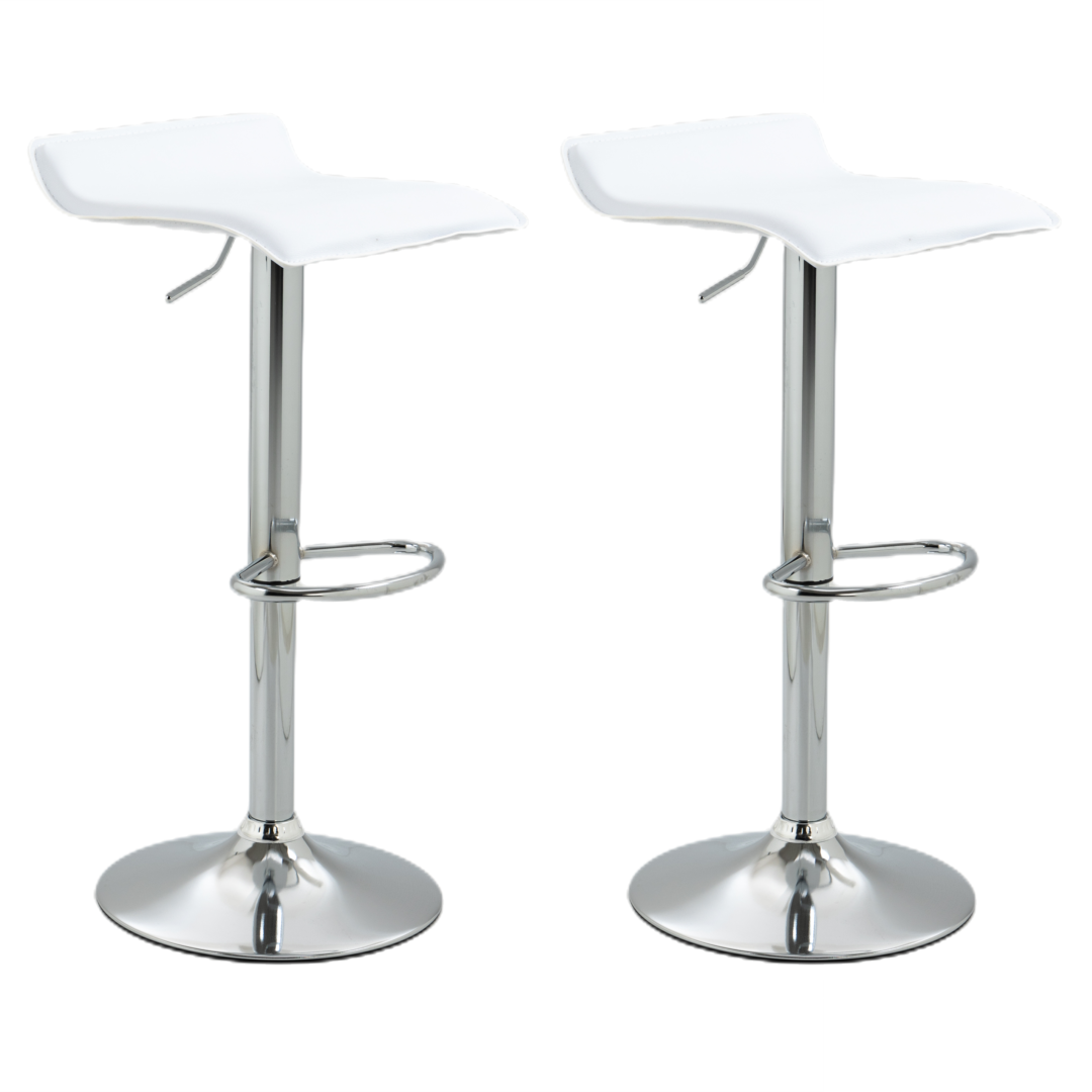 Libero Set of 2 Gas Lift Bar stools- White