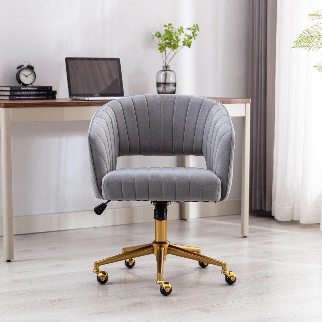 Acerra Velvet Swivel Home Office Chair -Grey