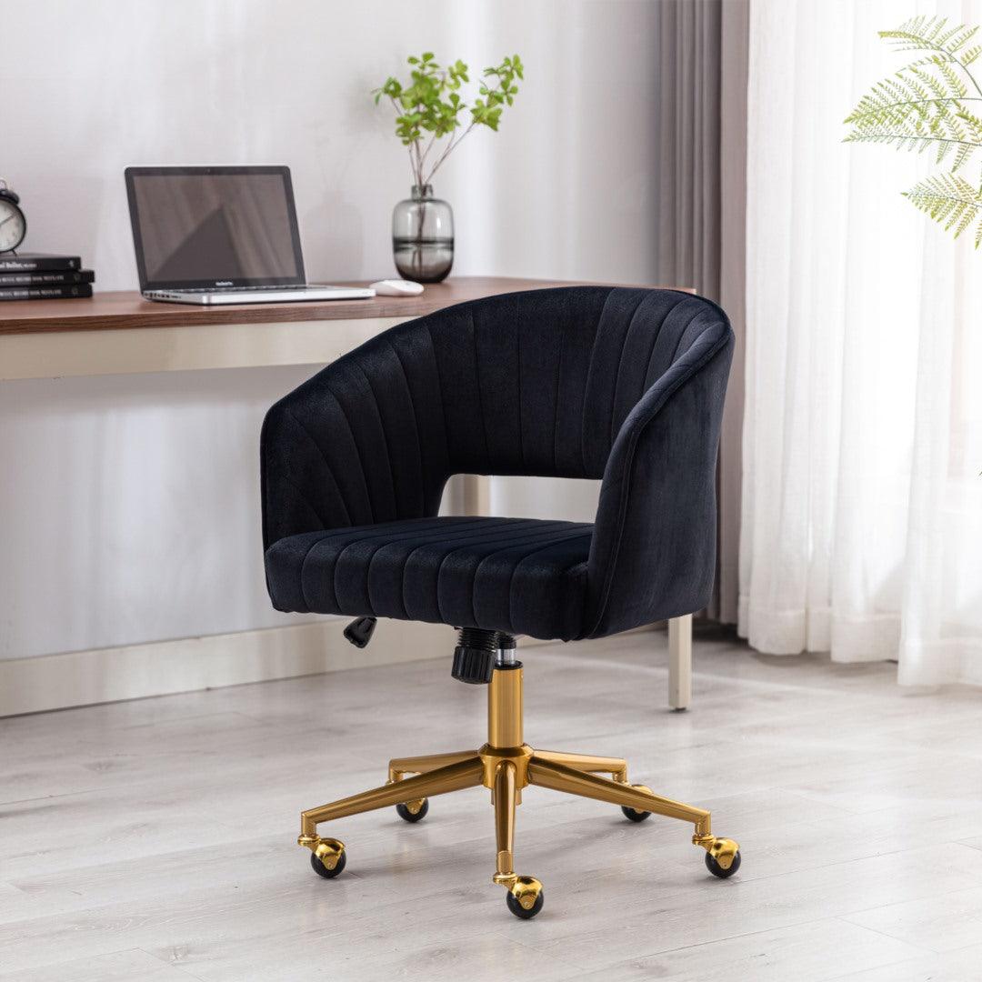 Acerra Velvet Swivel Home Office Chair -Black