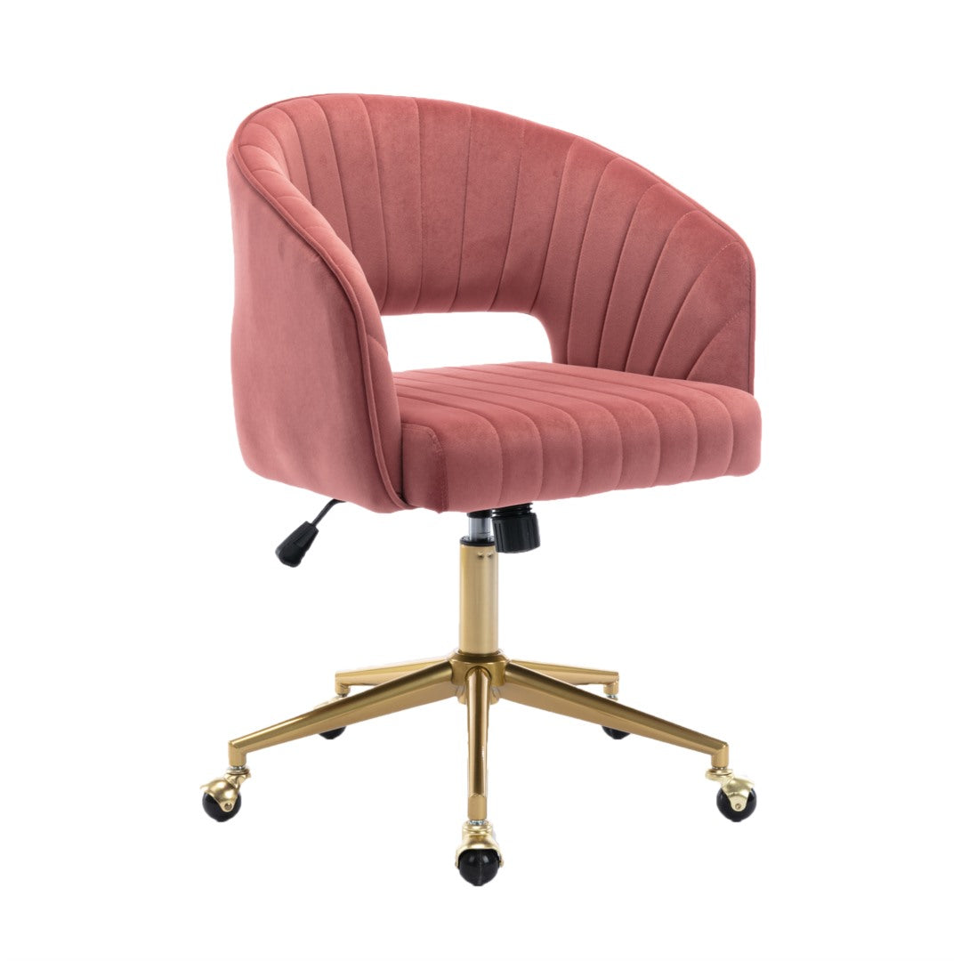 Acerra Velvet Swivel Home Office Chair -Rose