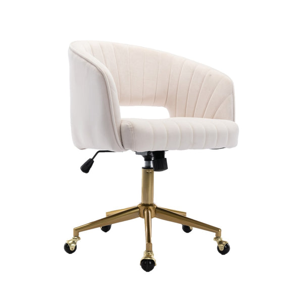 Acerra Velvet Swivel Home Office Chair -Beige
