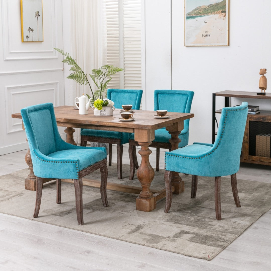 Como Set of 2 Vintage Dining Chairs-Turquoise