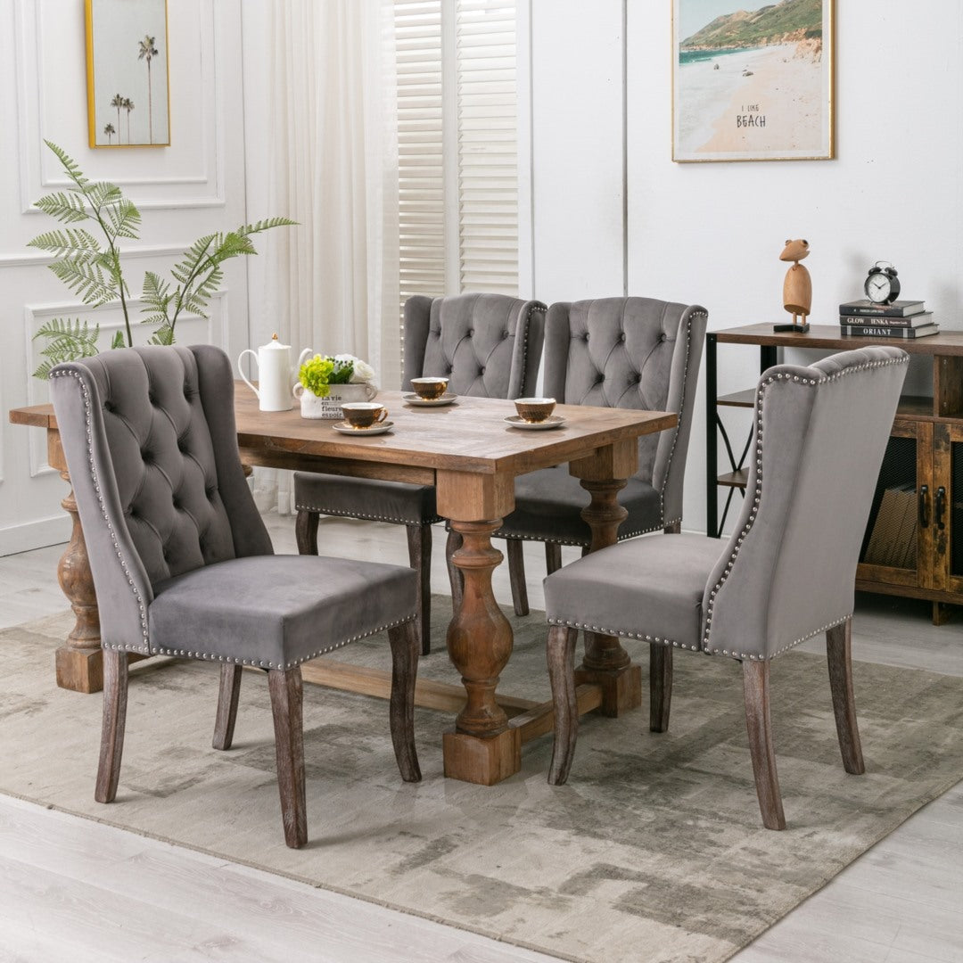 Fano Set of 2 Solid wood Dining Chairs-Grey