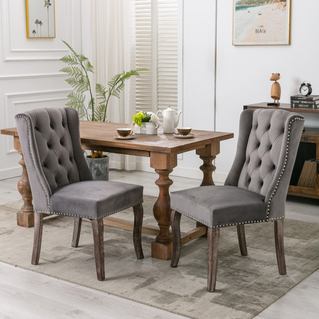 Fano Set of 2 Solid wood Dining Chairs-Grey