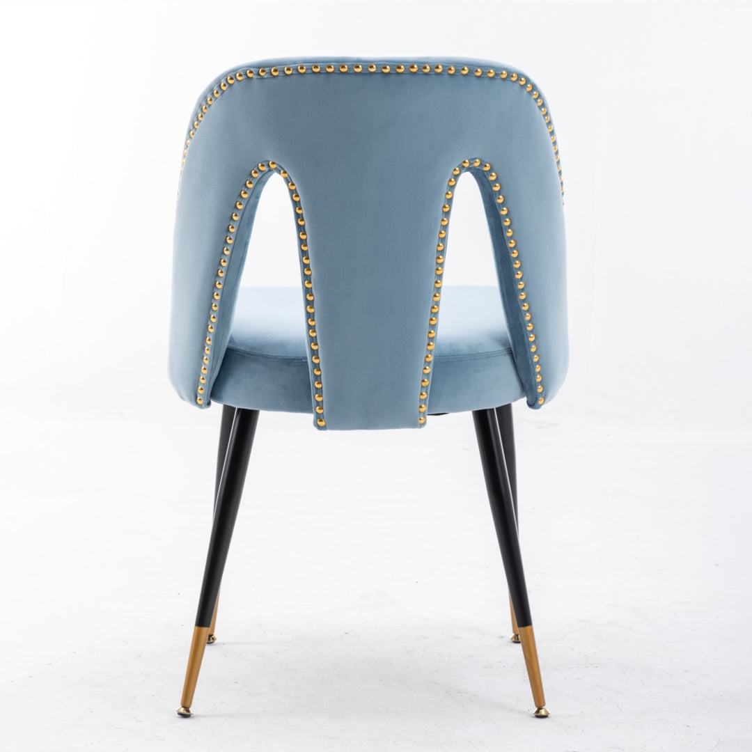 Enzo Set of 2 Dining Chairs with Metal Legs-Turquoise