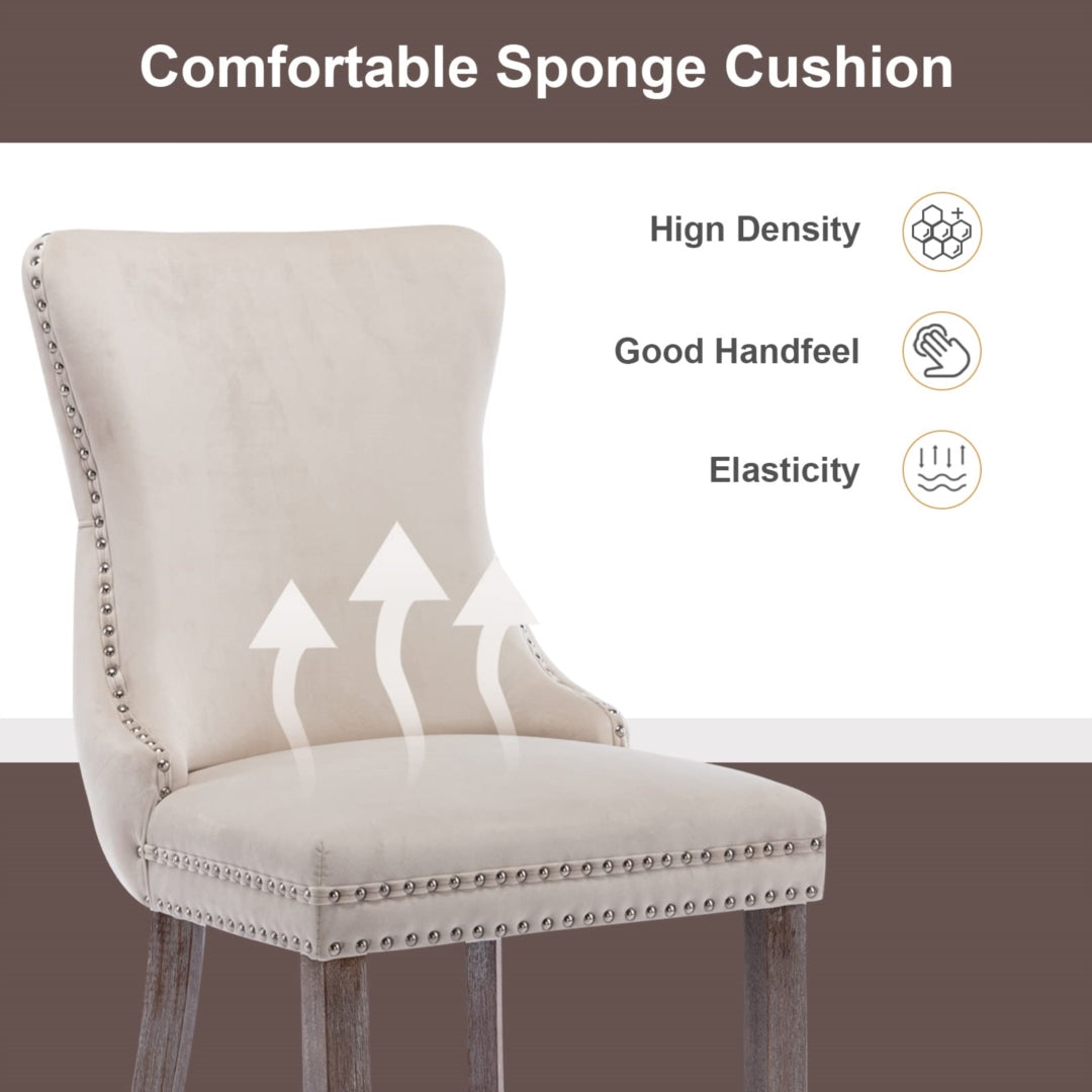 Capo Set of 2 Velvet Upholstered Dining Chairs -Beige