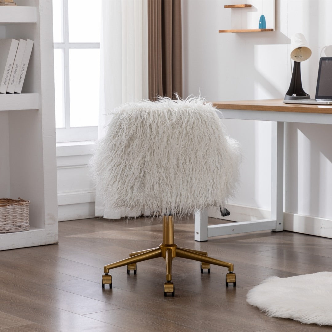Amore Faux Fur Fluffy Home Office Chair -White