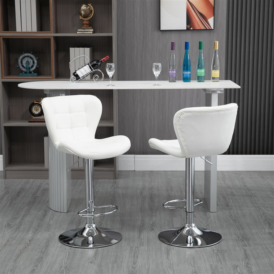 Jino Set of 2 Height Adjustable Bar stools- White