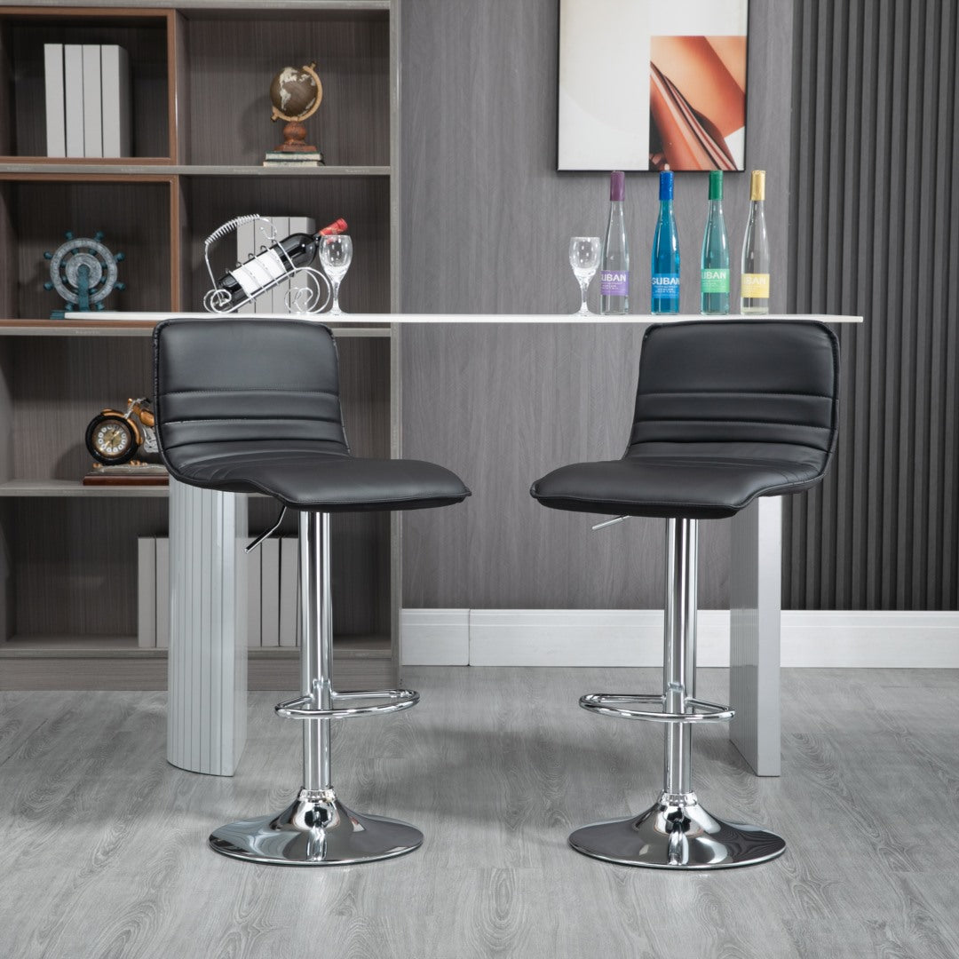 Gaeton Set of 2 Height Adjustable Bar stools- Black