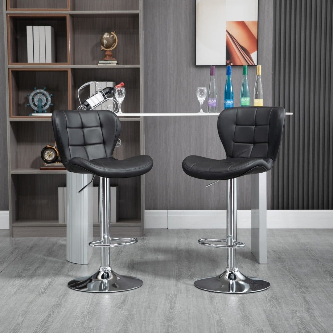 Jino Set of 2 Height Adjustable Bar stools- Black