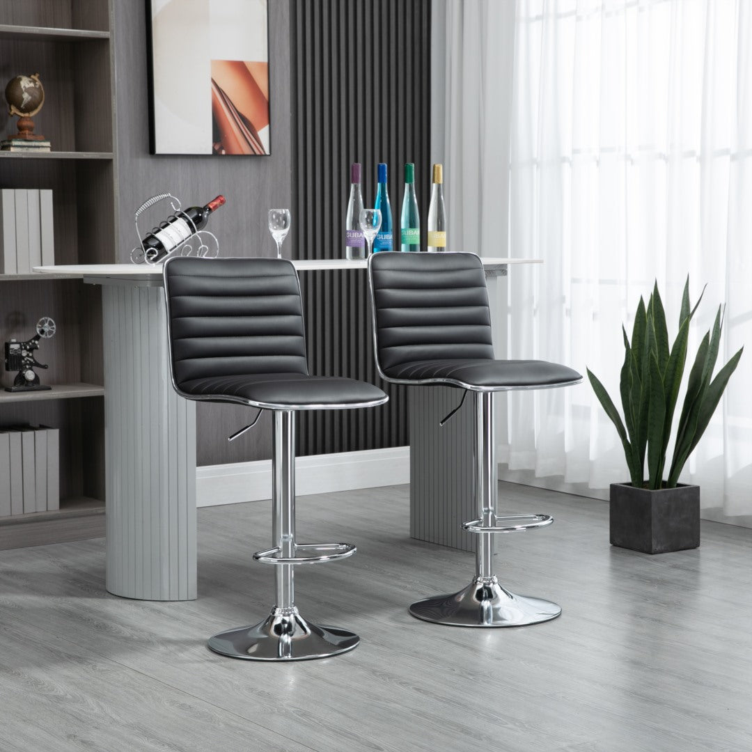 Gaia Set of 2 Height Adjustable Bar stools- Black