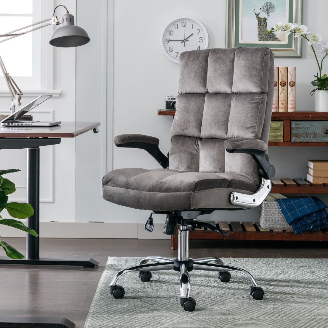 Aria Velvet Home Office Chair -Grey