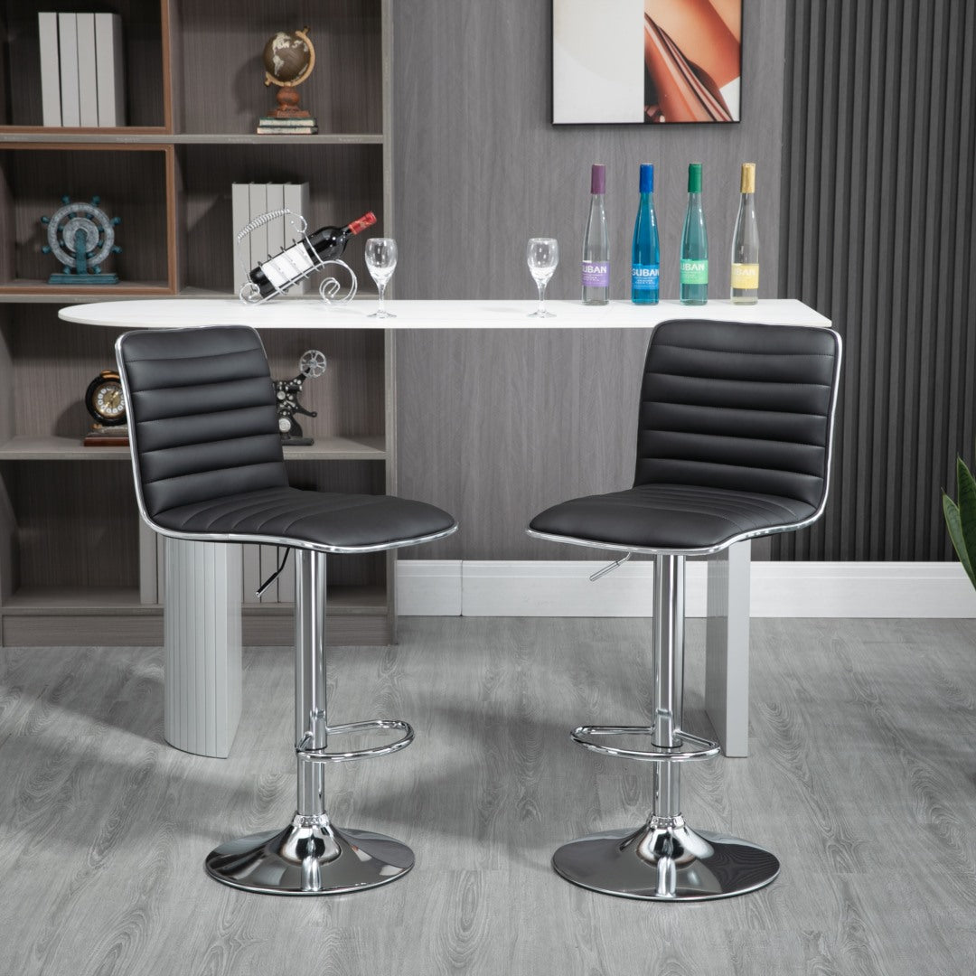 Gaia Set of 2 Height Adjustable Bar stools- Black