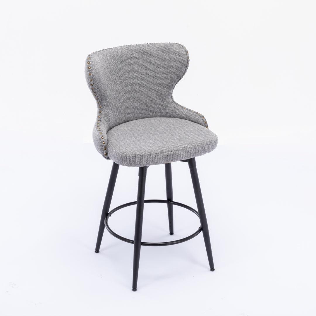 Tasso Set of 2 Tufted Swivel Bar Stools- Grey