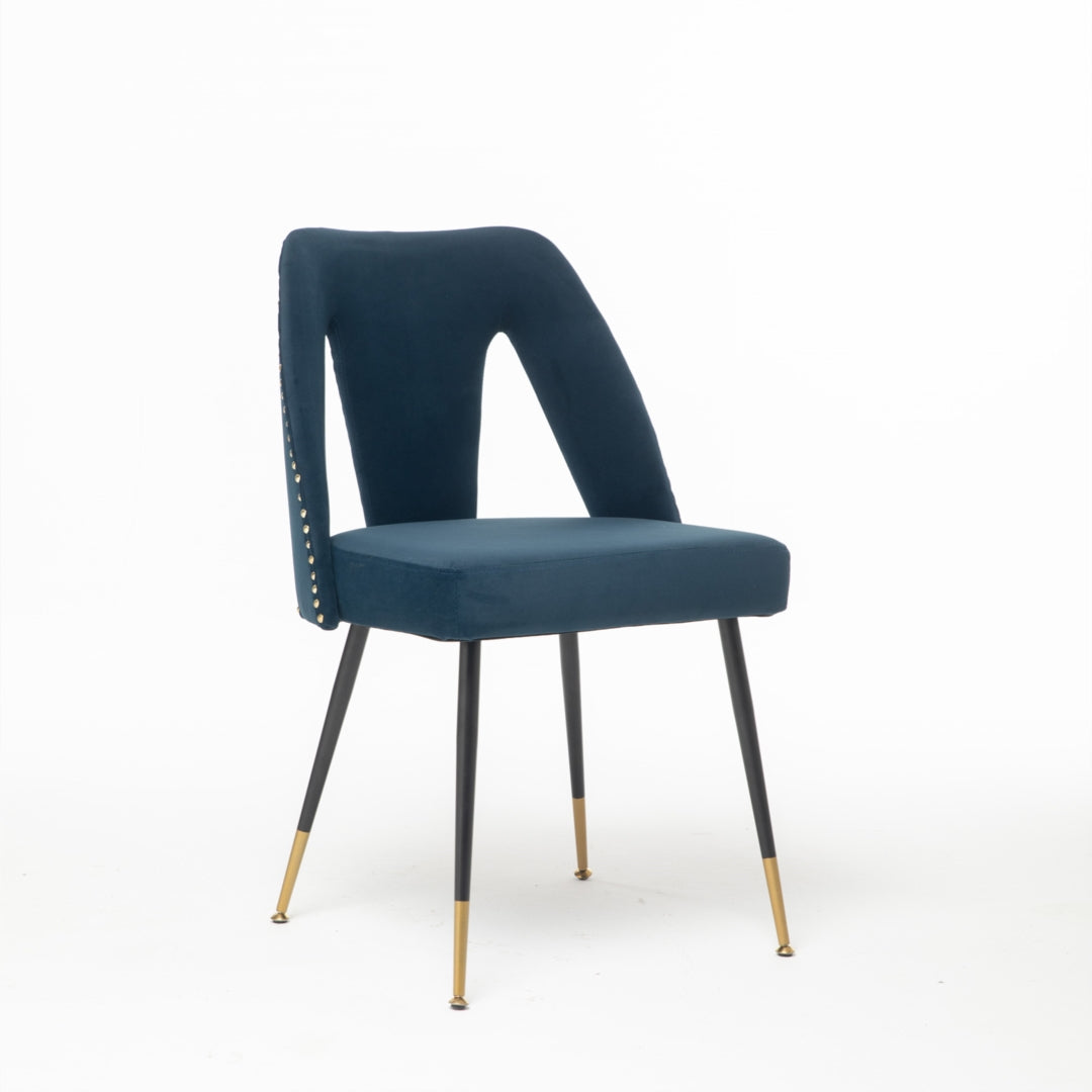 Enzo Set of 2 Dining Chairs with Metal Legs-Blue