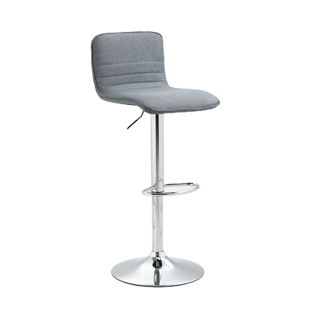 Gaeton Set of 2 Height Adjustable Fabric Bar stools- Grey