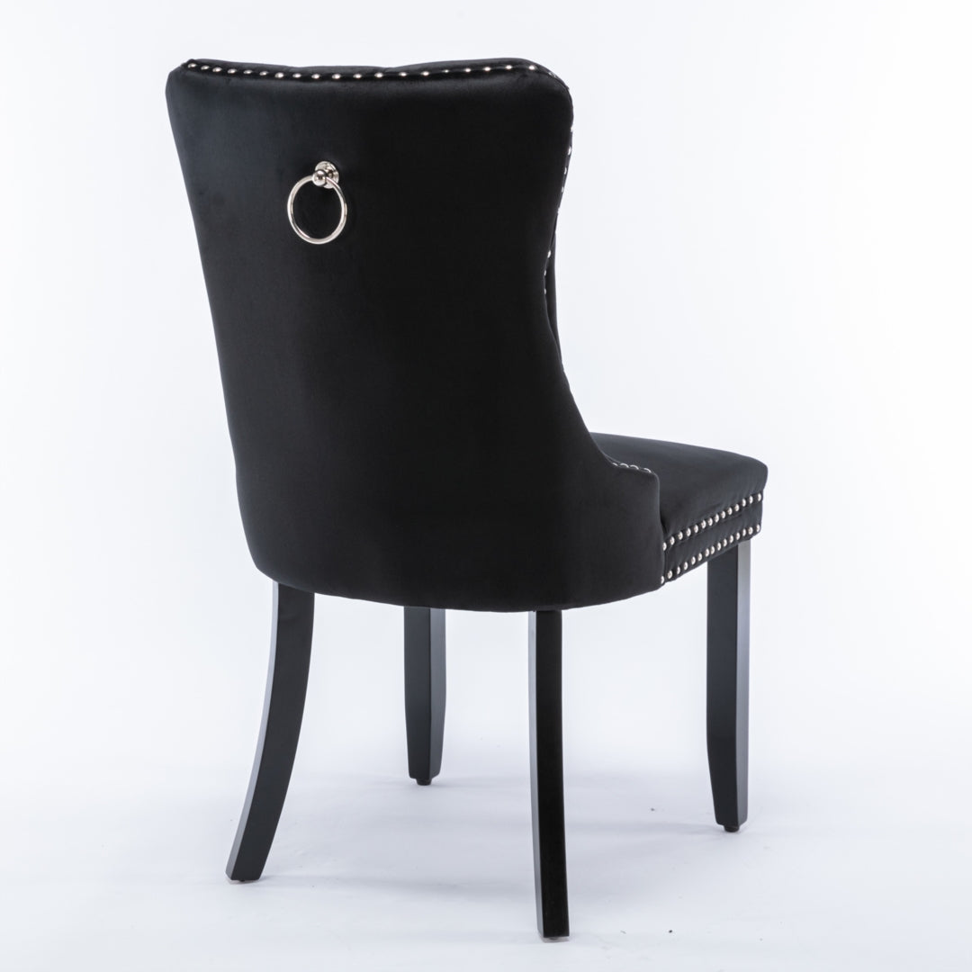 Bravo Set of 2 Velvet French Provincial Dining Chairs -Black